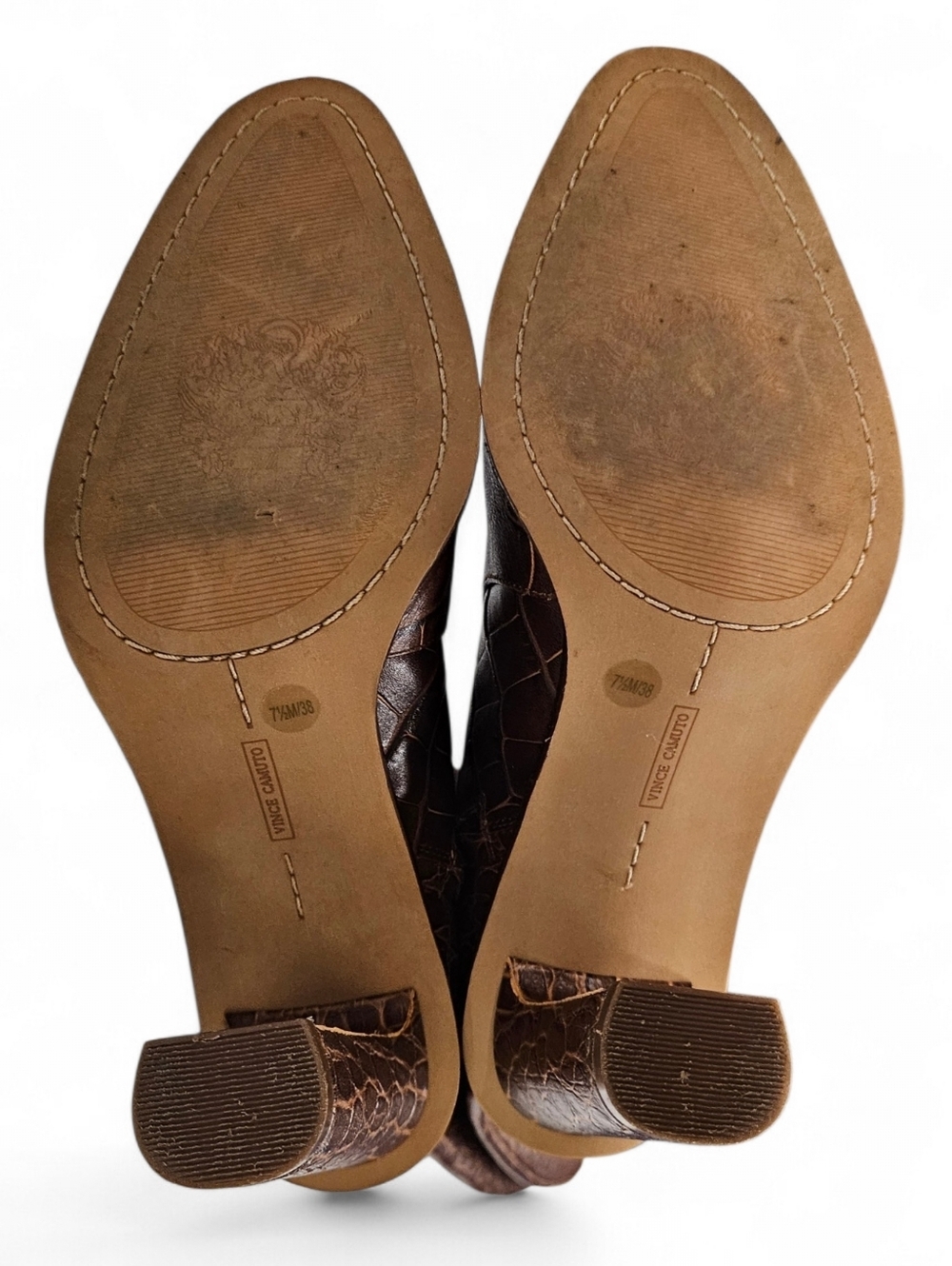 Vince Camuto Palley Embossed Leather Over The Knee Boots In Redwood Brown Sz 7.5 - Picture 9 of 12